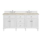 Lorelai 72" Double Vanity, Bright White, w/ 3 CM Tajnar Eclos Top