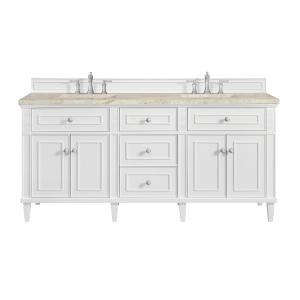 Lorelai 72" Double Vanity, Bright White, w/ 3 CM Tajnar Eclos Top w/FreePower Wireless Charger