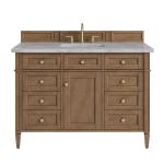 Brittany 48" Single Vanity, Pecan w/ 3 CM Victorian Silver Silestone Top w/FreePower Wireless Charger