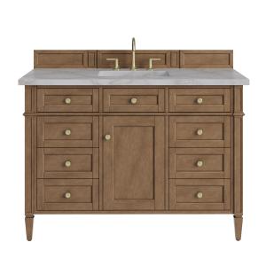 Brittany 48" Single Vanity, Pecan w/ 3 CM Victorian Silver Silestone Top w/FreePower Wireless Charger