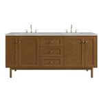 Laurent 72" Double Vanity, Honey Oak w/ 3 CM Victorian Silver Silestone Top