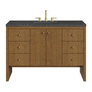 Hudson 48" Single Vanity, Honey Oak w/ 3 CM Parisien Bleu Silestone Top w/FreePower Wireless Charger
