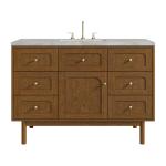 Laurent 48" Single Vanity, Honey Oak w/ 3 CM Victorian Silver Silestone Top