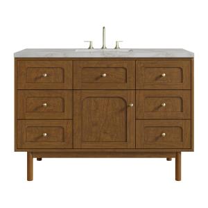 Laurent 48" Single Vanity, Honey Oak w/ 3 CM Victorian Silver Silestone Top w/FreePower Wireless Charger