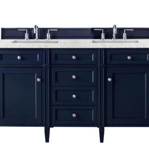 Brittany 60" Double Vanity, Victory Blue w/ 3 CM Eternal Jasmine Pearl Silestone Top w/FreePower Wireless Charger