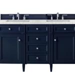 Brittany 60" Double Vanity, Victory Blue w/ 3 CM Eternal Jasmine Pearl Silestone Top w/FreePower Wireless Charger
