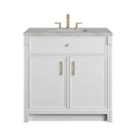 Bellshire 36" Single Vanity, Bright White w/ 3 CM Victorian Silver Silestone Top