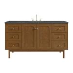 Laurent 60" Single Vanity, Honey Oak w/ 3 CM Parisien Bleu Silestone Top w/FreePower Wireless Charger