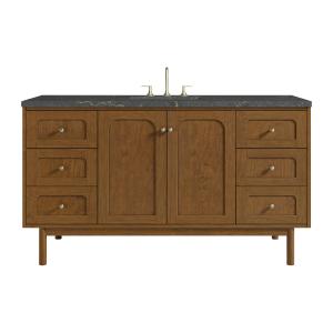 Laurent 60" Single Vanity, Honey Oak w/ 3 CM Parisien Bleu Silestone Top w/FreePower Wireless Charger