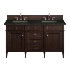 Brittany 60" Double Vanity, Burnished Mahogany, w/ 3 CM Phantome Eclos Top