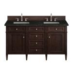 Brittany 60" Double Vanity, Burnished Mahogany, w/ 3 CM Phantome Eclos Top