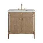 Kinnsden 36" Single Vanity, Weathered Oak w/ 3 CM Lime Delight Silestone Top
