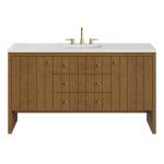 Hudson 60" Single Vanity, Honey Oak w/ 3 CM White Zeus Silestone Top