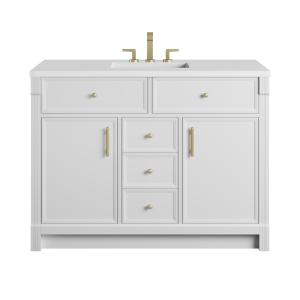 Bellshire 48" Single Vanity, Bright White w/ 3 CM White Zeus Silestone Top