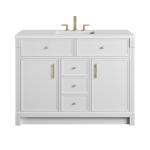 Bellshire 48" Single Vanity, Bright White w/ 3 CM White Zeus Silestone Top