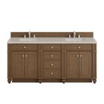 Bristol 72" Double Vanity, Saddle Brown, w/ 3 CM Siberian Silestone Top