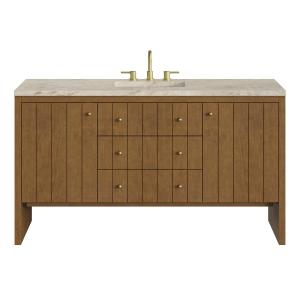Hudson 60" Single Vanity, Honey Oak w/ 3 CM Tajnar Eclos Top