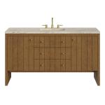 Hudson 60" Single Vanity, Honey Oak w/ 3 CM Tajnar Eclos Top w/FreePower Wireless Charger