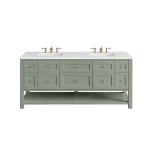 Breckenridge 72" Double Vanity, Smokey Celadon w/ 3 CM Ethereal Noctis Top w/FreePower Wireless Charger