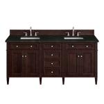 Brittany 72" Double Vanity, Burnished Mahogany, w/ 3 CM Phantome Eclos Top