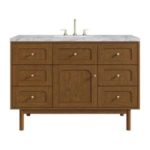 Laurent 48" Single Vanity, Honey Oak w/ 3 CM Carrara Marble Top