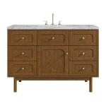 Laurent 48" Single Vanity, Honey Oak w/ 3 CM Carrara Marble Top