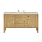Hudson 60" Single Vanity, Light Natural Oak, w/ 3 CM Siberian Silestone Top w/FreePower Wireless Charger