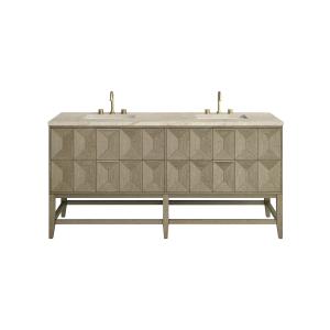 Emmeline 72" Double Vanity, Pebble Oak, w/ 3 CM Tajnar Eclos Top