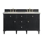 Lorelai 60" Double Vanity, Black Onyx, w/ 3 CM Siberian Silestone Top w/FreePower Wireless Charger