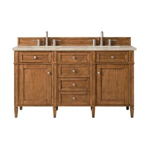 Brittany 60" Double Vanity, Saddle Brown, w/ 3 CM Tajnar Eclos Top