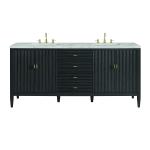 Myrrin 72" Double Vanity, Carbon Oak w/ 3 CM Victorian Silver Silestone Top w/FreePower Wireless Charger