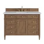 Brittany 48" Single Vanity, Pecan w/ 3 CM Ethereal Noctis Silestone Top w/FreePower Wireless Charger