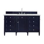 Brittany 60" Single Vanity, Victory Blue w/ 3 CM Ethereal Noctis Silestone Top w/FreePower Wireless Charger