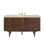 Amberly 60" Single Vanity, Mid-Century Walnut, w/ 3 CM Tajnar Eclos Top
