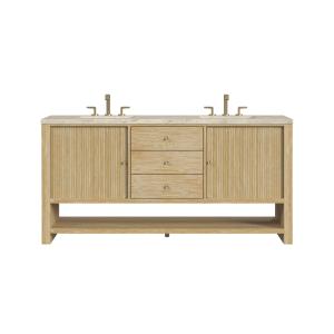 Marigot 72" Double Vanity, Sunwashed Oak, w/ 3 CM Tajnar Eclos Top w/FreePower Wireless Charger