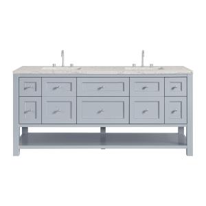 Breckenridge 72" Double Vanity, Serenity Blue, w/ 3 CM Eternal Jasmine Pearl Quartz Top w/FreePower Wireless Charger