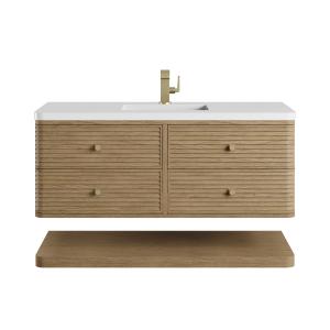 Allamari 48" Single Vanity, Dune Mist w/ Single Hole 3 CM White Zeus Silestone Top