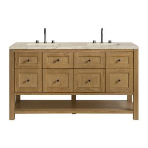 Breckenridge 60" Double Vanity, Light Natural Oak, w/ 3 CM Tajnar Eclos Top