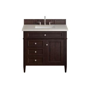 Brittany 36" Single Vanity, Burnished Mahogany, w/ 3 CM Siberian Silestone Top