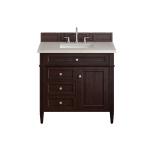 Brittany 36" Single Vanity, Burnished Mahogany, w/ 3 CM Siberian Silestone Top