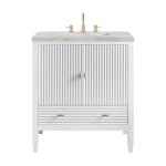 Myrrin 30" Single Vanity, Bright White w/ 3 CM Victorian Silver Silestone Top