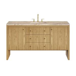 Hudson 60" Single Vanity, Light Natural Oak, w/ 3 CM Tajnar Eclos Top
