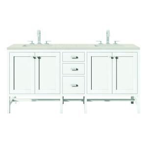 Addison 72" Double Vanity, Glossy White, w/ 3 CM Siberian Silestone Top