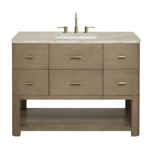 Lucian 48" Single Vanity, Pebble Oak, w/ 3 CM Tajnar Eclos Top w/FreePower Wireless Charger