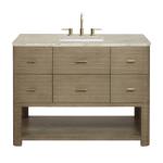 Lucian 48" Single Vanity, Pebble Oak, w/ 3 CM Tajnar Eclos Widespread Top