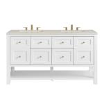 Breckenridge 60" Double Vanity, Bright White, w/ 3 CM Siberian Silestone Top w/FreePower Wireless Charger
