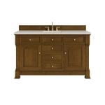Brookfield 60" Single Vanity, Honey Oak, w/ 3 CM Siberian Silestone Top w/FreePower Wireless Charger