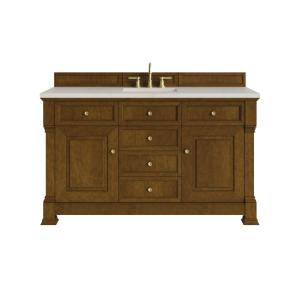 Brookfield 60" Single Vanity, Honey Oak, w/ 3 CM Siberian Silestone Top w/FreePower Wireless Charger