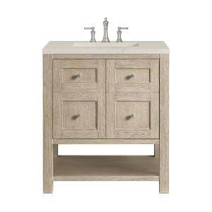 Breckenridge 30" Single Vanity, Whitewashed Oak, w/ 3 CM Siberian Silestone Top