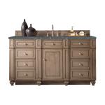 Bristol 60" Single Vanity, Whitewashed Walnut w/ 3 CM Parisien Bleu Silestone Top w/FreePower Wireless Charger